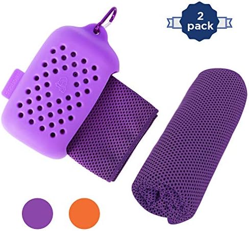 Sarissa Cooling Towel 2 Packs for Instant Relief, Neck Cooling Wrap Camping Towels 40"x 12" - Portable Cooling Towel for Athletes, Kids, Women and Pet丨Orange and Purple