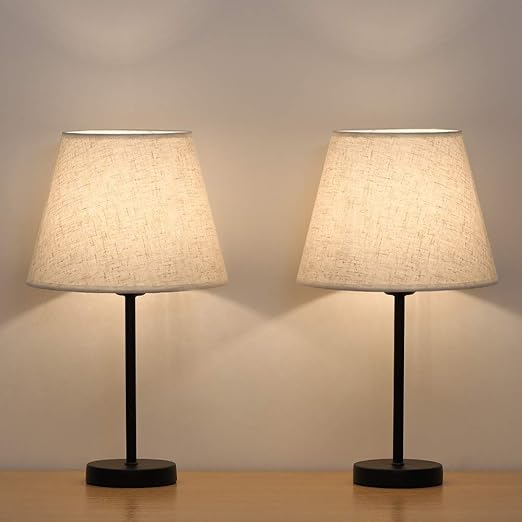 Haitral Lot De 2 Lampes De Chevet Avec Abat Jour En Tissu Pour Chambre A Coucher Salon Bureau Chambre D Enfant Chambre De Fille Dortoir Amazon Fr Luminaires Et Eclairage