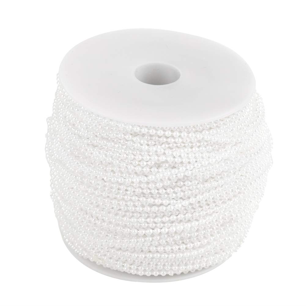 Joyzan Pearl Bead Roll, Strands String Chain Trim Spool Garland Sparkling Flowers Wedding Decoration for Home Events Decorating Trees Bridal Bouquet DIY Party Jewelry Making Embellishments(White)