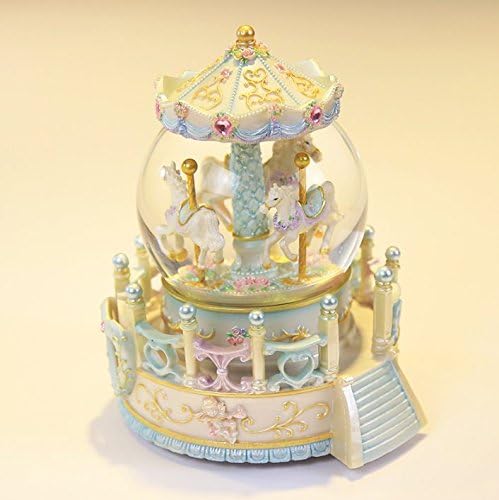 With the snow crystal ball light carousel music box music box creative Valentine's Day gift to send his girlfriend children,blue
