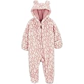 Carter's 0-9 Months Hooded Sherpa Bunting Pram (Pink/Leopard, Newborn)