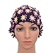 Medifier Swim Cap Floral Petal Retro Style Bathing Caps for Women Black