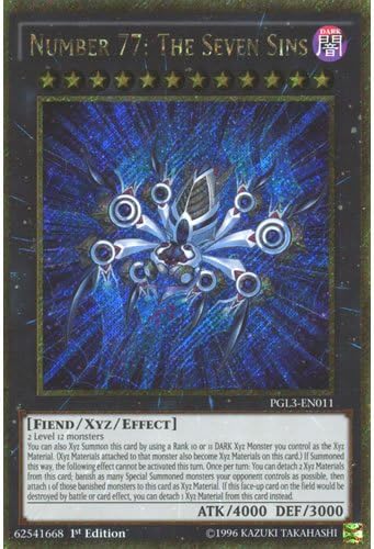 Amazon Com Yugioh Pgl3 En011 1st Ed Number 77 The Seven Sins Gold Secret Rare Card Premium Gold 3 By Deckboosters Toys Games