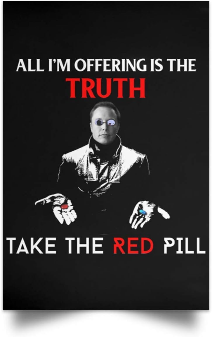 Elon Musk Take The Red Pill Poster Elon Musk Poster Red Pill Poster