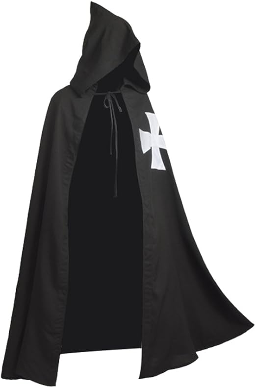 BLESSUME Medieval Templar Knight Cloak Hospitaller Hooded Robe Cape