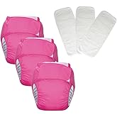 3 Pack Adult Cloth Diapers, Reusable Diaper Underwear, Washable, Elderly Care Protective Diaper, Adjustable Waist Circumference for Both Men and Women Rose Red