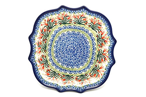 Click Here to See More Images Polish Pottery Tray - Serpentine Edge - Crimson Bells