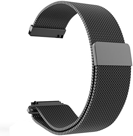 LoveBlue for Pebble time 22mm Magnetic Milanese Loop Stainless Steel Band Replacement Accessories for Pebble Time/Pebble Time Steel, Samsung Gear S3 Frontier/Classic(Milanese-Black)
