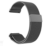 LoveBlue for Pebble time 22mm Magnetic Milanese Loop Stainless Steel Band Replacement Accessories for Pebble Time/Pebble Time Steel, Samsung Gear S3 Frontier/Classic(Milanese-Black)