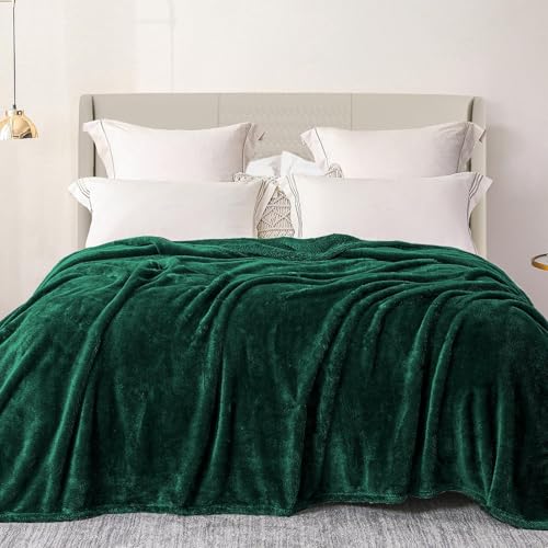 Exclusivo Mezcla Plush Fuzzy Fleece Bed Blanket Double Size 230x168 CM, Super Soft, Fluffy and Warm Blankets, Suitable for All Season Use, Forest Green — image 1