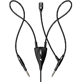 MEZE AUDIO | Boom Mic | Omnidirectional Clear Audio Plug-and-Play Boom Microphone | for Gaming and Remote Work | 3.5mm Male to Dual TS Mono 3.5mm Male Connector Plug | Cable Length 2.50m/8.2ft