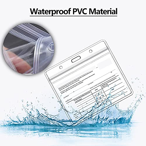 3 Pack CDC Immune Record Card Protective Cover 4 X 3 inches, Horizontal ID Badge Clip, with Waterproof Sealing Zipper and Lanyard