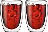 Bodum PAVINA Coffee Mug, Double-Wall Insulated Glass Mug, Clear, 12 Ounces Each (Pack of 2)