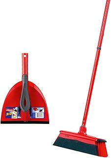 Vileda DuActiva Besen, mit dreiteiligem Stiel und 2 in 1 Kehrset, Polyurethan, Polyäthylen