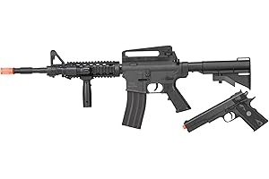 GOLDENBALL 9902 M4 Airsoft Rifle and 1911 Combo Kit (Color: Black)