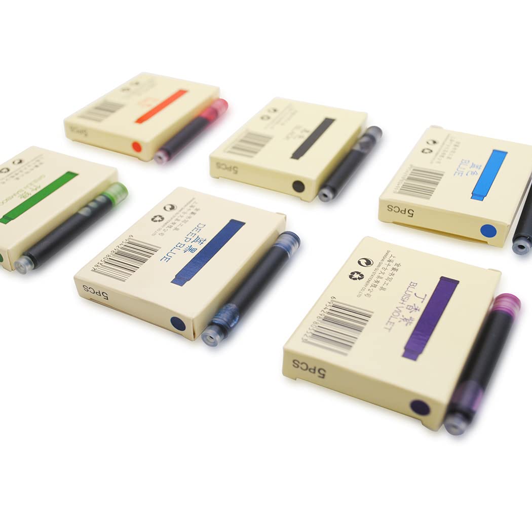 30pcs JINHAO Ink Cartridges Fountain Pen Refills for JINHAO and Baoer Pen Standard Size (Mixed Colours)