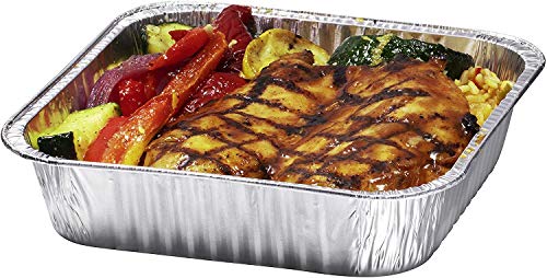 8" Square Disposable Aluminum Cake Pans - Foil Pans perfect for baking cakes, roasting, homemade breads | 8 x 8 x 2 in with Flat Lids (20 count) - Thumbnail 3