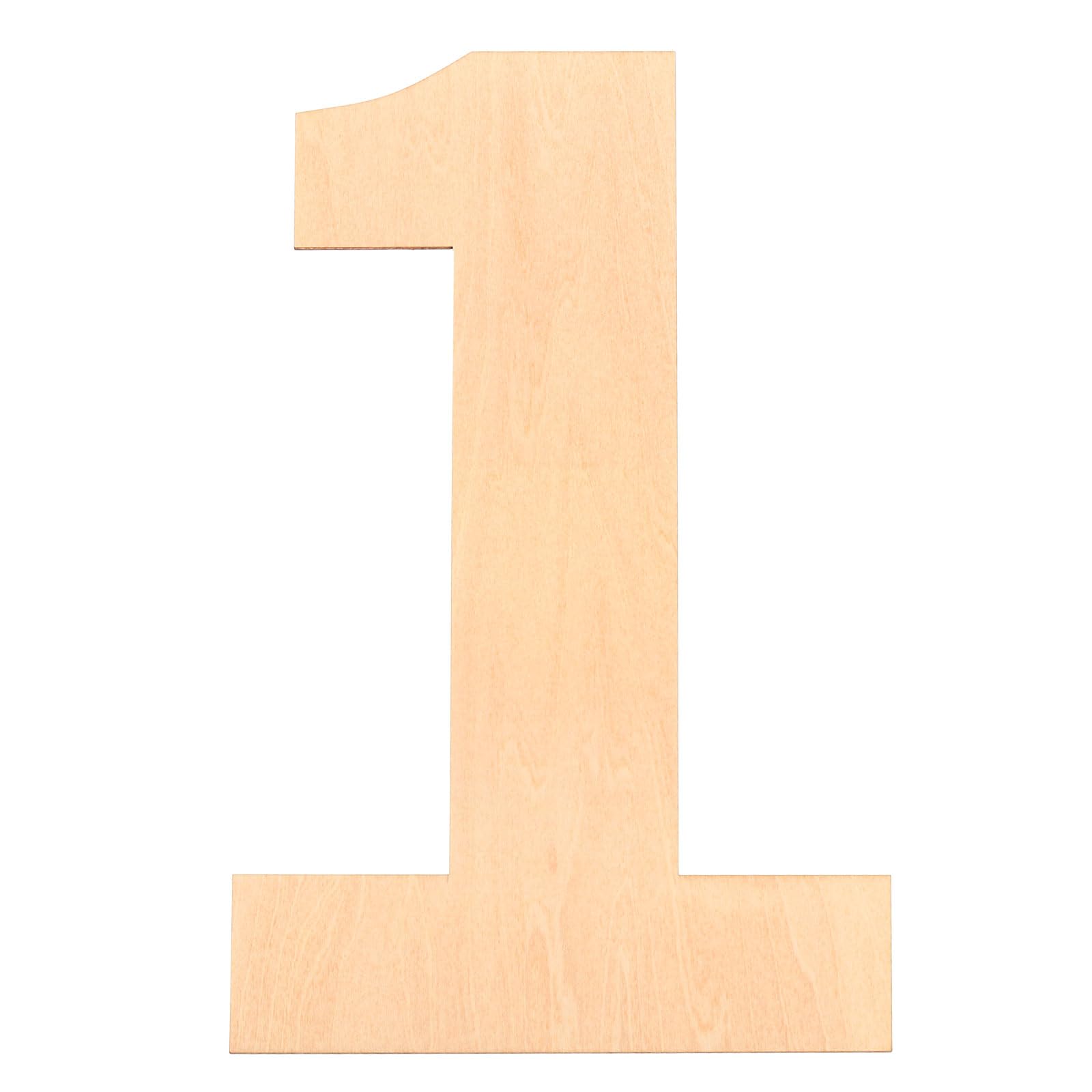 PATIKIL 12 Inch Wooden Number, Blank Wood Number 1 Shape Cutout Paintable Unfinished Numbers Sign for Wall Decor, Home Decor, DIY Painting, Crafts
