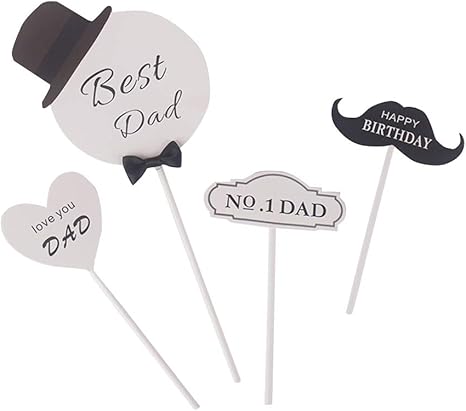 20 pcs cake toppers beard bow tie good