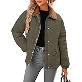 Dokotoo Women's Winter Casual Quilted Jackets Long Sleeve Button Down Puffer Jacket Padded Outerwear Coats