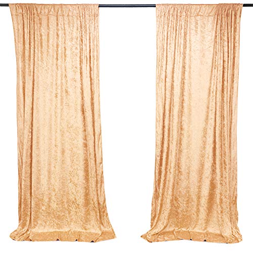AK TRADING CO. 10 feet x 10 feet Lush Velvet Backdrop Drapes Curtains Panels with Rod Pockets - Wedding Ceremony Party Home Window Decorations - Peach