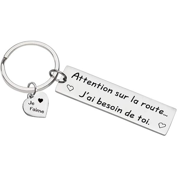 Porte-Clés Couple Voiture - Message "Attention Sur La Route" | Cadeau Saint Valentin Original Pour Homme/Femme - 7