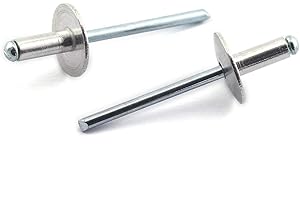 HJ Garden 60pcs 3/16 x 1/2 Inch (4.8x12mm) Large Flange Aluminum Blind Rivet Self-Plugging Open End Decorating Fastener Nails Pop Rivets Core Pulling Rivets Grip Pange 2/11-1/4 Inch (4.7-6.3mm)