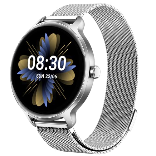Smartwatch Women Men Round 1.27 Inch AMOLED Smart Watch with Phone Function, Fitness Watch Women with Heart Rate Monitor Sleep Monitor Pedometer 120+ Sports Modes IP68 Waterproof Sports Watch for