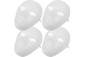 ibasenice Sally Face Mask - 4PCS Halloween DIY Paper Masks White Blank Masks for Kids Halloween Kid Masks