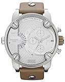 Diesel DZ7272 little daddy sba oversized silver dial leather strap men watch NEW