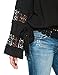 Women's Crocheted Boat Neck Bohemian Vintage Inspired Wide Sleeve Peasant Blouse