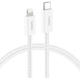 Belkin USB C to Lightning Braided Cable 6.6ft Fast iPhone Charger Cord | iPhone 14/13/12/11/10/9/8, Airpods, iPad, Airpods Max, Powerbeats Pro 2, Apple Carplay