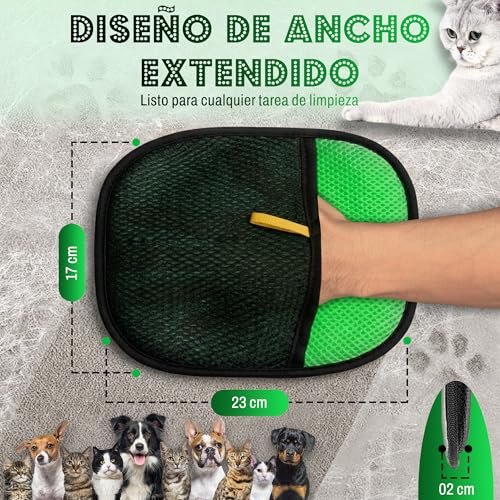 RUBALN®️Quita Pelos Mascota,Manopla Quita Pelos Mascota Guante+Gancho Colgador de Regalo Quita pelos Perro Gato, Removedor de Pelo Mascota, Guante Reutilizable .Uso Diario. (Verde)
