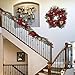 Valery Madelyn Pre-Lit Christmas Wreath for Front Door with Lights, 24 Inch Large Lighted Christmas Wreath with Red Gold Xmas Ball Ribbon for Fireplace Window Outdoor Table Centerpiece Decoration