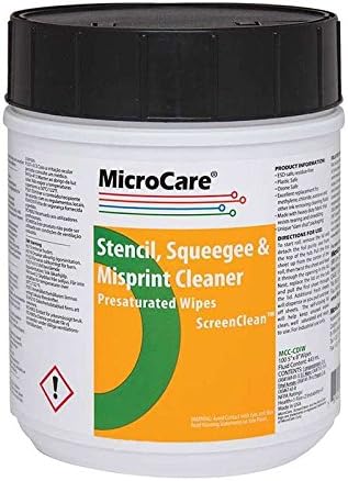 ScreenClean Stencil, Squeegee &amp; Misprint Cleaner Pre-Saturated Wipes, 5 x 8", 100 per Tub