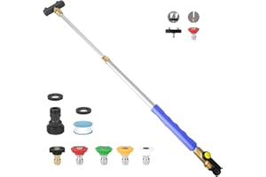 CARFKA Jet Nozzle High Pressure Hose Nozzle, 2025 Upgraded Extendable Power Washer Wand with 5 Spray Nozzles and 1High Pressure Dual Nozzle Washer Tools for Garden Hose, floor，Patio and Car Washing (blue)