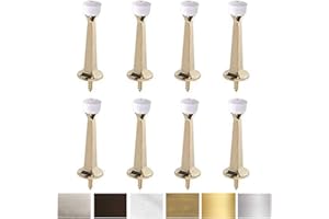 LITEPAK Liberty Premium Door Stoppers Metal Solid Rigid Door Stop Brushed 3" (Brass Plated, 8 Pack)