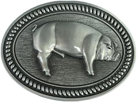 Oval Silver Wild Boar Pig Hog Belt Buckle Animal Westerm Cowboy Native American