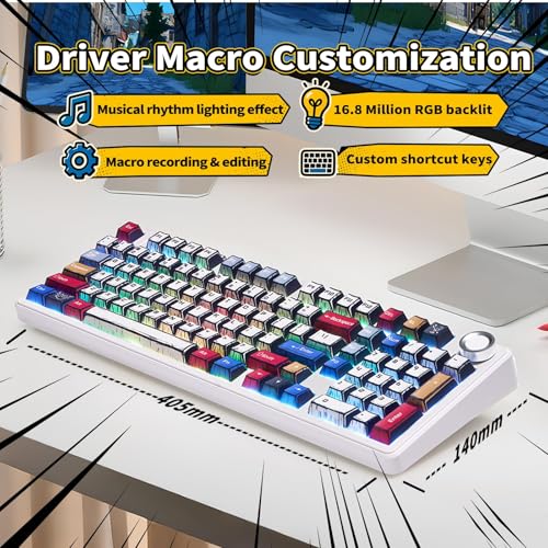 AULA F99 PRO Mechanical Gaming Keyboard,Wireless Creamy Keyboard Ergonomic Hot Swappable Custom with 8000mAh Battery,RGB Backlit 2.4GHz/Type-C/BT5.0 Bluetooth Keyboard for PC/Mac/Office - Comic Color
