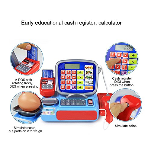image for Electronic Kids Cash Register Moonvvin Pretend Play Supermarket Shop T