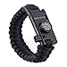 Paracord Survival Bracelet 500 LB - Hiking Gear Travelling Camping Gear Kit - Parachute Rope Bracelet,Compass Stone,Stainless Fire Scrapper,Flint Fire Starter,Survival Knife,Whistle (Black-Reguler)