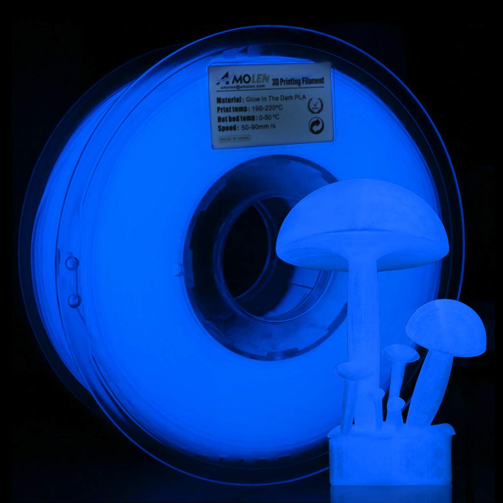 AMOLEN Glow PLA Filament 1.75mm,Glow in The Dark,Deep Blue,3D Printer Filament,Creative Gift for
