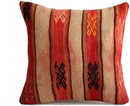 Kilim Pillow 16x16 Boho Pillow Southwest Pillow Moroccan Pillow Kilim Cushion Kelim Kissen Turkey pillow Bohemian Pillow Kilim Cushion Navajo Pillow Lumbar pillow Turkish kilim pillow cover r36