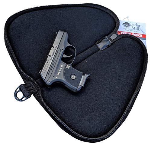 DELUXE Tactical Pistol Case Soft-sided carry/carrying cases gun rug for pistols - Large padded gun ammo & magazine pouch handgun/revolver shoot with scope/accessories/guns bag. Fits in backpack BLACK
