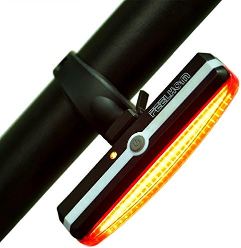 Red LED Bike Taillights, Feelhom Waterproof USB Rechargeable LED Rear Bicycle Light, Red and White Bright 6 Modes Easy To Install for Cycling Safety Flashlight