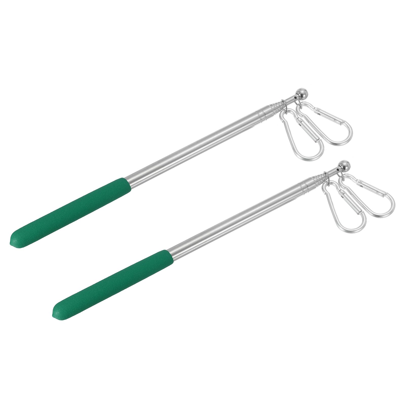PATIKIL 5.2 Feet Telescopic Handheld Flagpoles, 2Pcs Tour Guide Flag Pole Stainless Steel Portable Collapsible Flag Pole with Clips for Teaching Pointer Training, Green