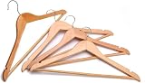 BARGAIN FACTORY Wooden Hangers 360 Rotatable Hook Round Bar Notches Pack of 20 view 2