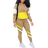 EOSIEDUR Women's Two Piece Outfits Zip Top Jacket and Elastic Waistband Pant Women Sweatsuit Tracksuit Sets