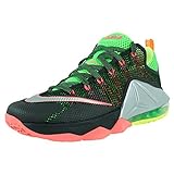 Nike Lebron XII Low Mens Black/Silver/Green/Volt Athletic Sneakers