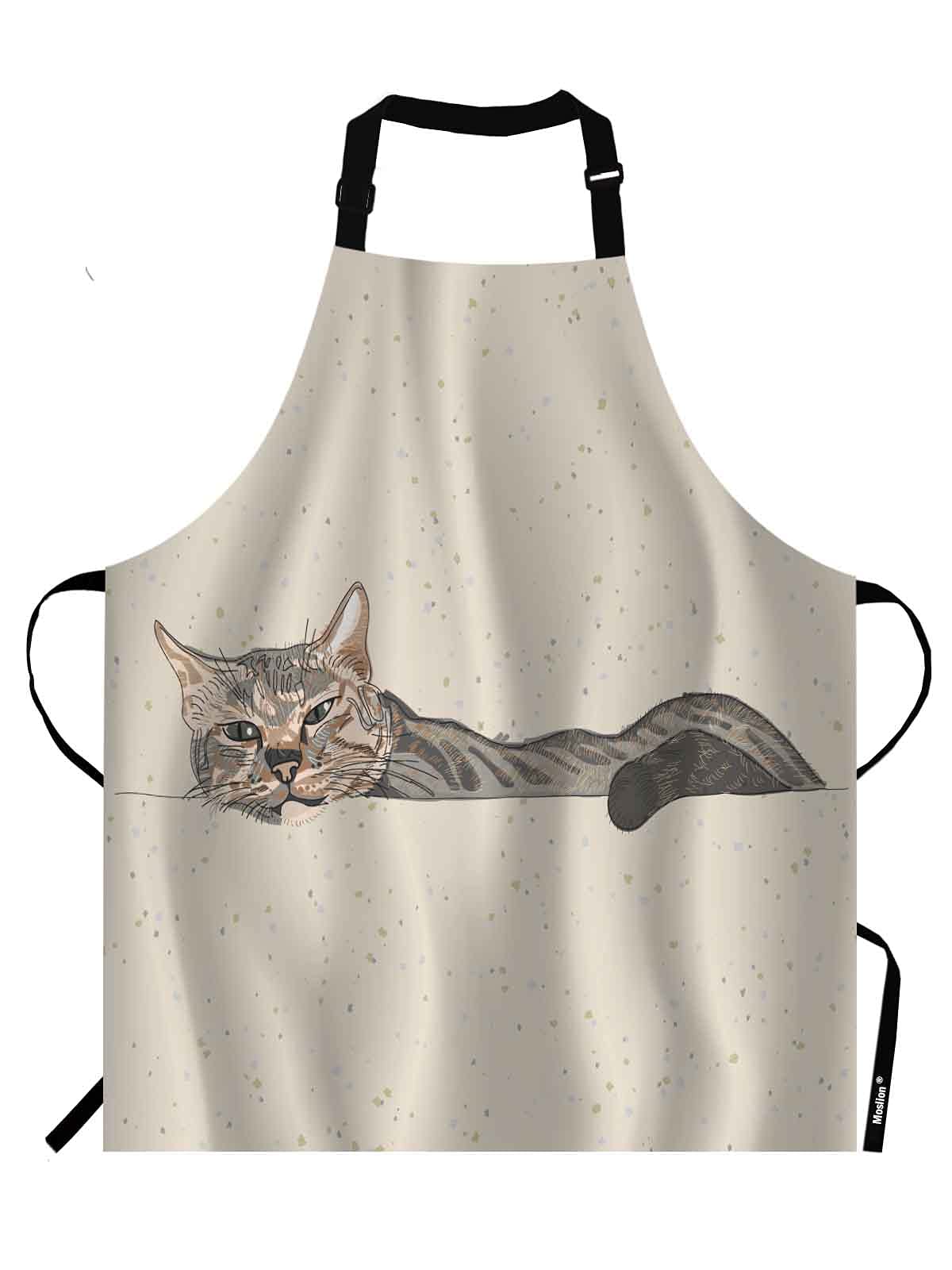 Moslion Cat Apron,The Lonely Kitten Lay on the Ground Pink Background Apron,Adjustable Neck Bib for Men Women,Suitable for Kitchen Cooking Waitress Chef